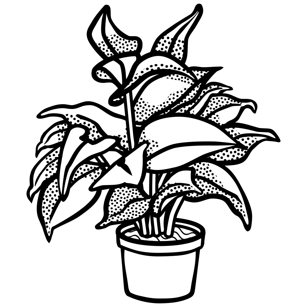 OnlineLabels Clip Art - Potted Plant - Lineart